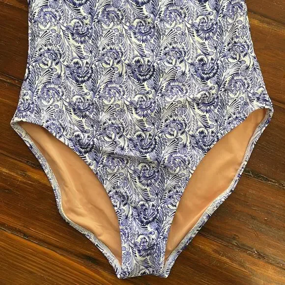 NWT J. Crew deep V neck plunge printed swimsuit sz 10
